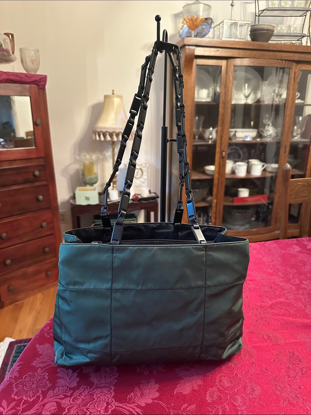 Prada Hunter Green Nylon Shoulder Bag
